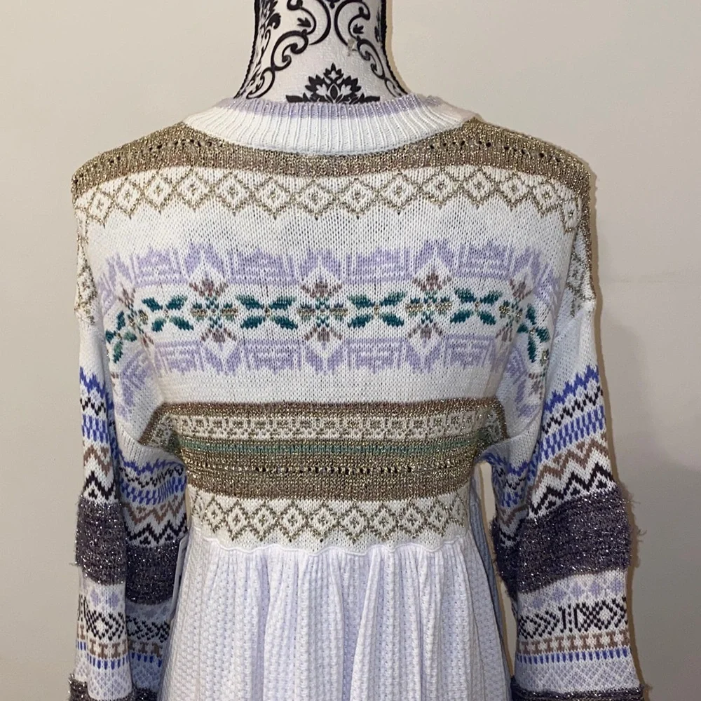 NWT!Free People Cozy Cottage 1/2 Zip Sweater Nordic-Inspired Size Small $128